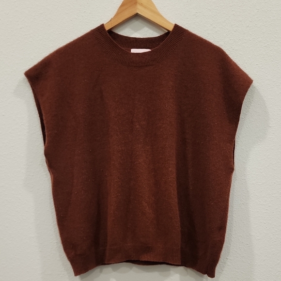 Crush Sweaters - Crush Cashmere Lucca Crew Neck Tank In Warm Brown, Size Large